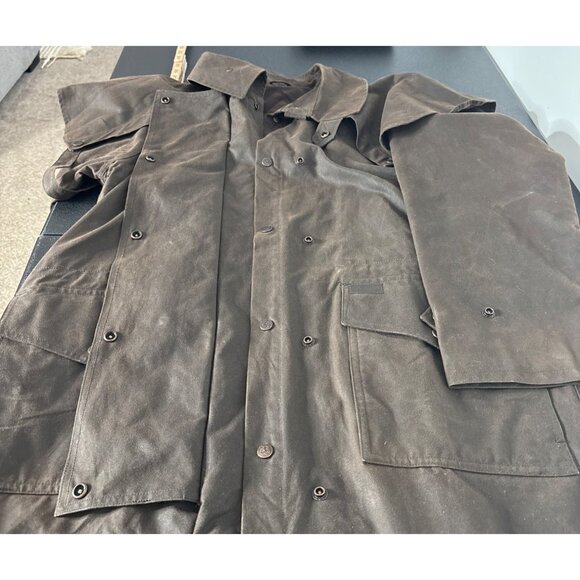 Outback Trading Co. Men's Brown Oilskin Duster Coat Size M - Picture 6 of 11